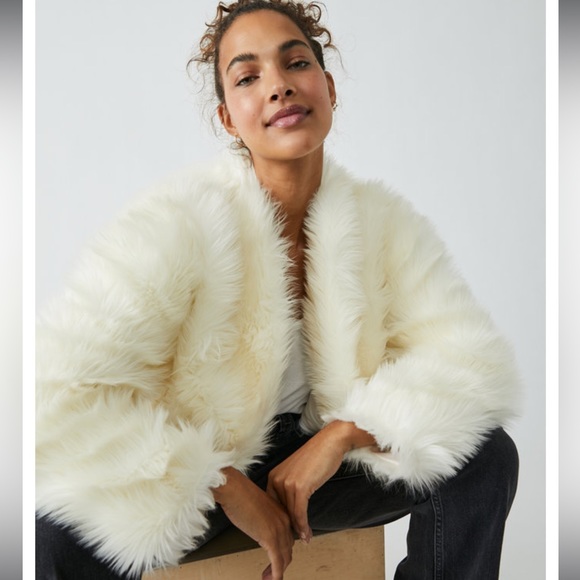 Free People Jackets & Blazers - Free People Faux All Night Fur Ivory Jacket NWT size Med